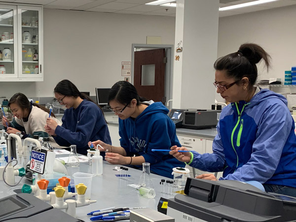 TRIO UBMS students participate in a biochemistry workshop