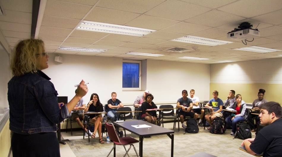 Students in a math classroom