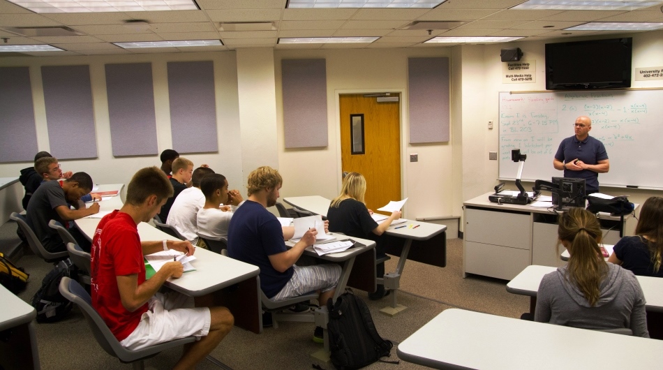 Students in a math classroom