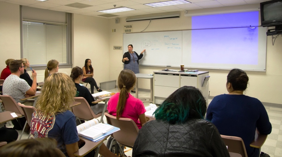 Students in a math classroom