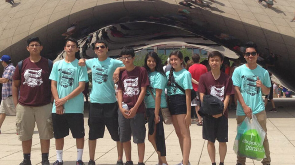 TRIO RUB students at the Big Bean in Chicago
